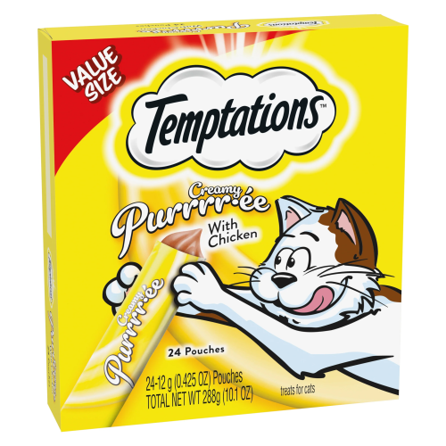 TEMPTATIONS Creamy Puree with Chicken Lickable Cat Treats, 24-Pack